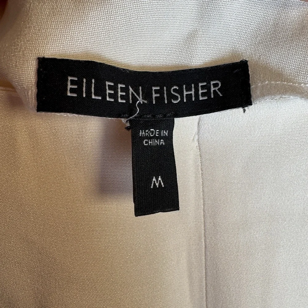 Eileen Fisher Heavyweight Silk Crepe de Chine Pant White Wide Leg‎ Sz Med Bridal